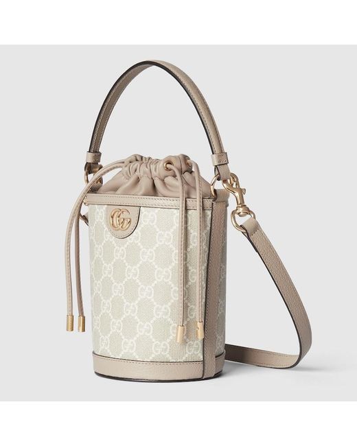 Gucci White Ophidia Mini Bucket Bag