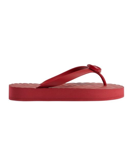 Gucci Red Chevron Thong Sandal