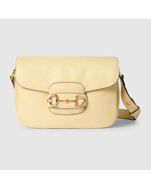 Gucci Natural Horsebit 1955 Aura Small Shoulder Bag, Leather