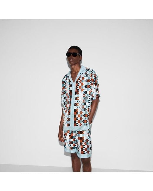 Chemise De Bowling En Twill De Soie À Imprimé, Taille Gucci en coloris Blue