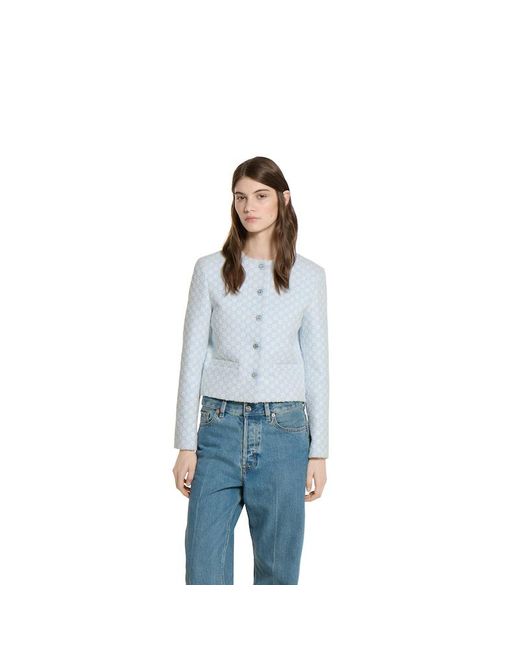 Gucci Ggコットンブークレ ジャケット, ホワイト, ウェア Blue