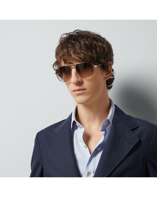 Gucci Multicolor Navigator Frame Sunglasses for men