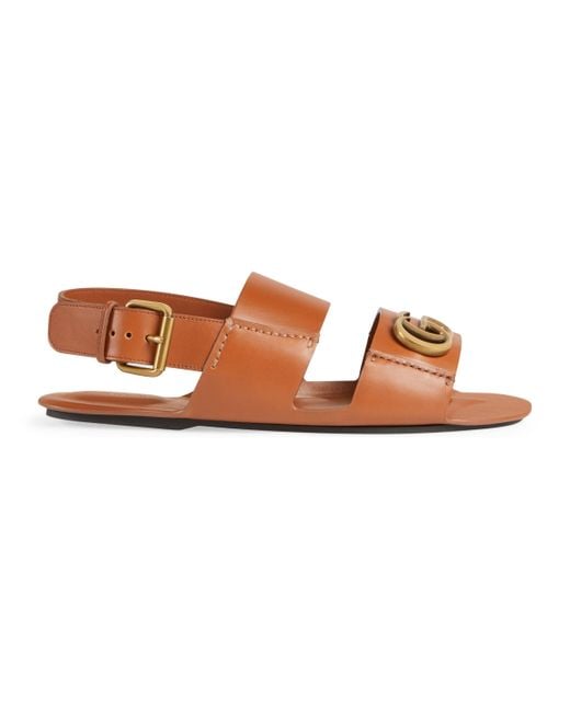 Gucci Leather Sandal With Double G in Brown for Men | Lyst