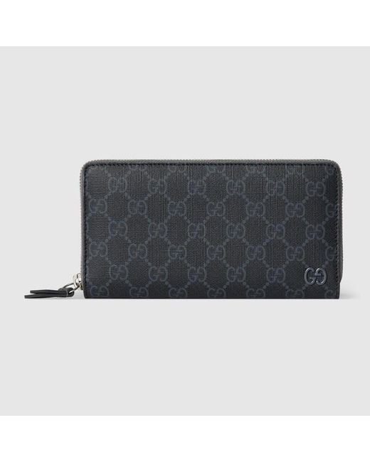 Gucci Black Interior Gg Zip Around Wallet for men