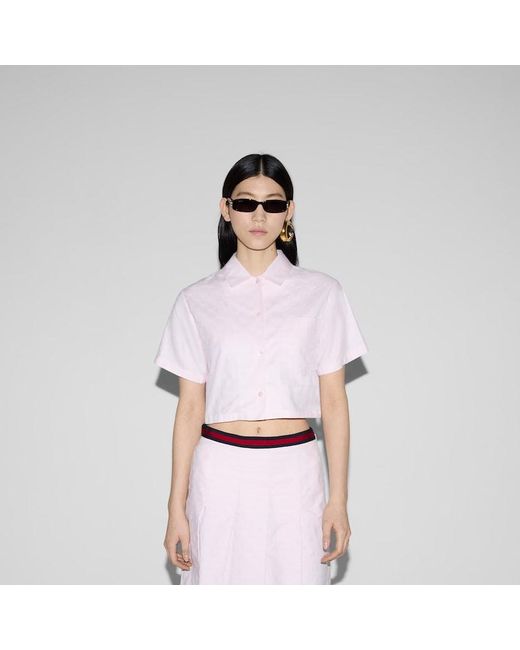 Gucci Ggスプリーム コットン オックスフォード シャツ, ピンク, ウェア Pink