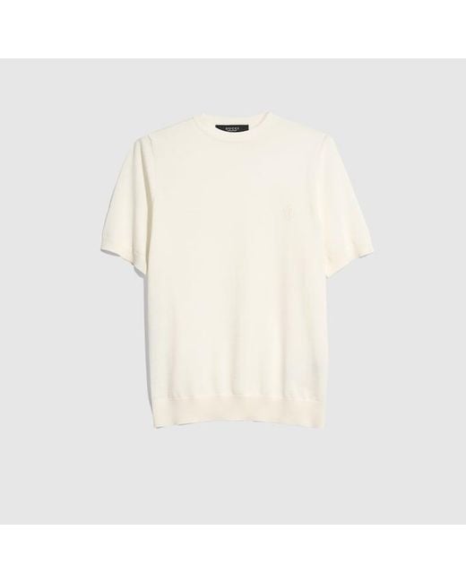 Gucci White Fine Wool Sweater With Embroidery, Size Xl, Ready-To-Wear