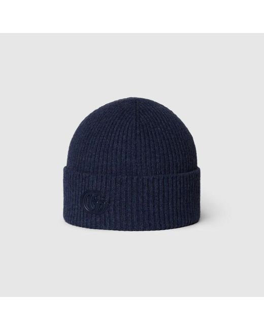Gucci Mütze Aus Kaschmir Mit Patch, Größe in Blue für Herren