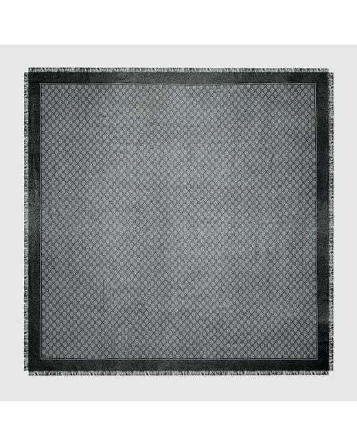 Gucci GG Wool Jacquard Shawl in Gray Lyst