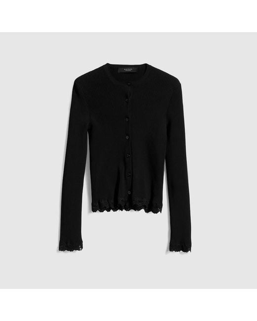 Gucci Black Fine Matte Viscose Rib Cardigan, Size M, Ready-To-Wear