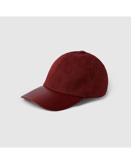 Gucci Red Gg Monogram Canvas Baseball Hat