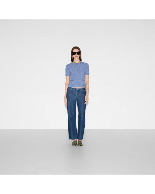 Gucci Blue Hose Aus Denim Mit Gerader Passform, Grösse
