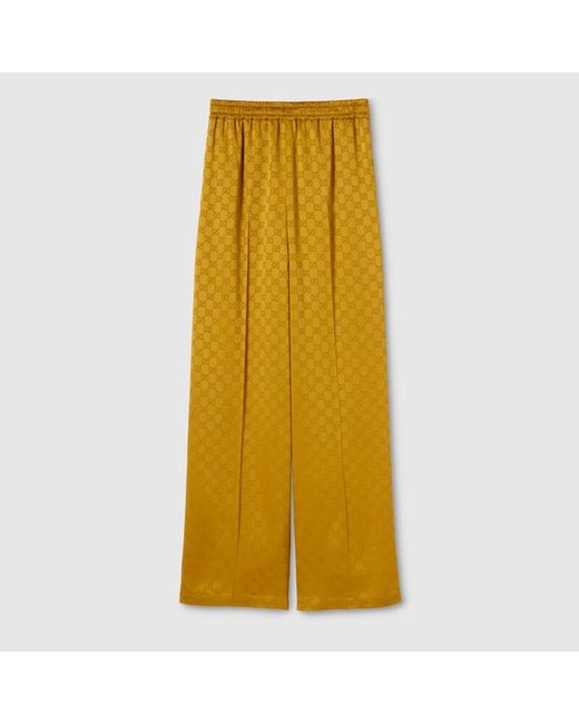 Gucci Yellow Gg Acetate Jacquard Trousers
