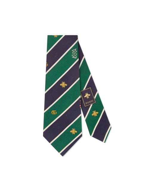 Gucci Green Symbols Motif Silk Tie for men
