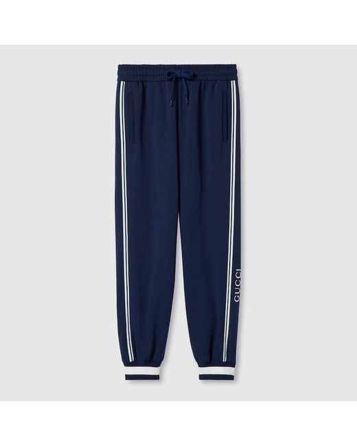 Pantalone Da Jogging In Jersey Tecnico di Gucci in Blue