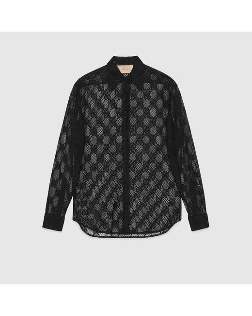 Gucci Black Lace Collared Shirt
