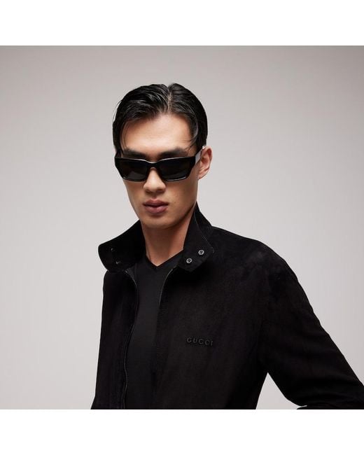 Gucci Black Rectangular-Frame Sunglasses for men