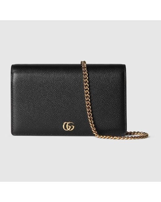 Gucci Black Gg Marmont Brieftasche Mit Kettenriemen