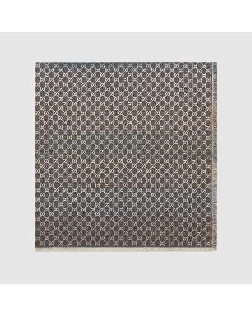 Gucci Gray Striped GG Jacquard Shawl