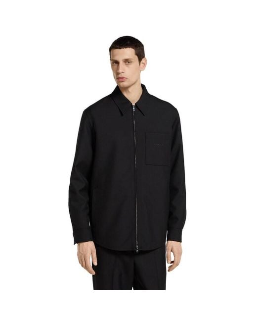 Gucci Black Wool Twill Zip Overshirt for men