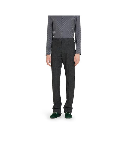 Gucci ウール ムリネ パンツ, ブラック, ウェア Gray