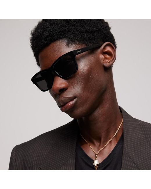 Gucci Black Rectangular-Frame Sunglasses for men