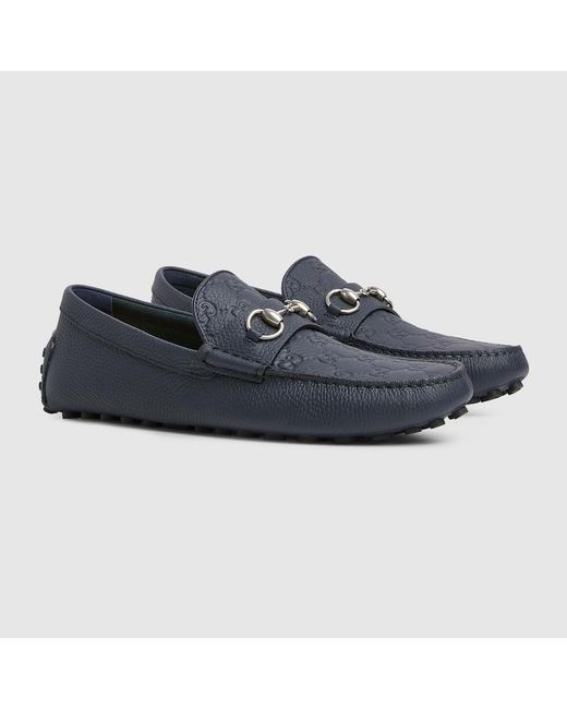Gucci Blue Driver With Horsebit, Leather for men