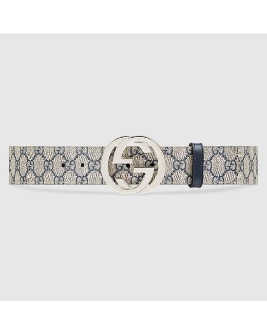 Cintura In Tessuto GG Supreme Con Fibbia GG di Gucci in Metallic da Uomo
