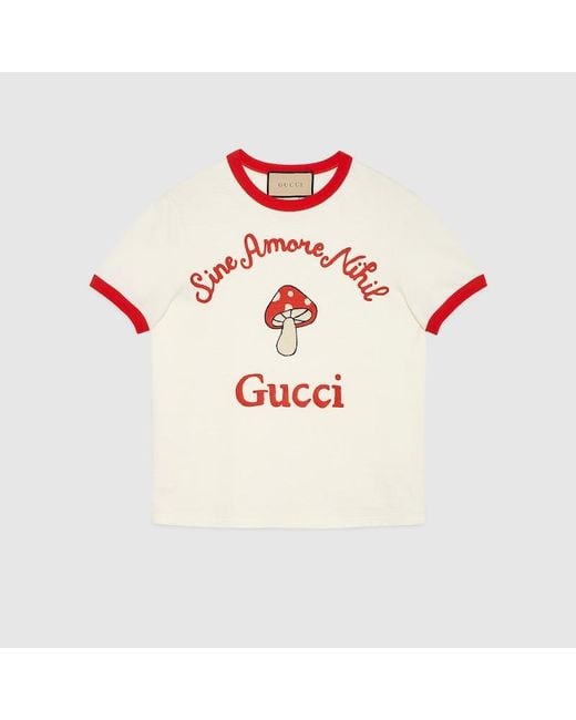 T-shirt In Jersey Di Cotone " Sine Amore Nihil" di Gucci in White