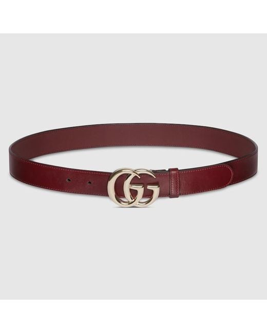 Gucci Red Gg Marmont Thin Belt, Size 100