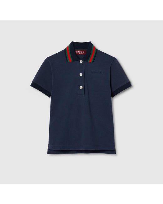Gucci Blue Cotton Stretch Piquet Polo Shirt