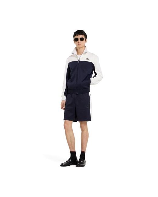 Gucci Blue Technical Jersey Shorts With Embroidery, Ready-To-Wear for men