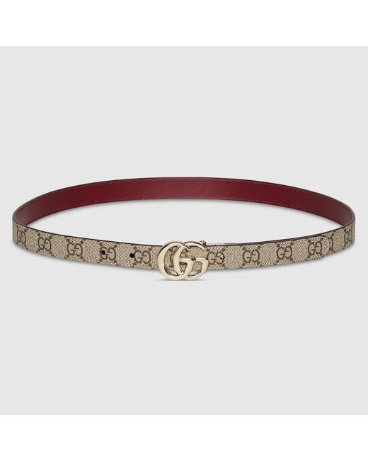Gucci Red Reversible Gg Marmont Thin Belt, Size 100