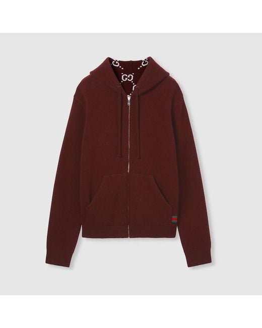 Gucci Red Reversible Wool Jacket With Gg Motif for men