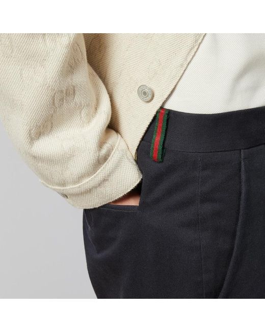 Gucci Blue Cotton Drill Chino Trouser for men