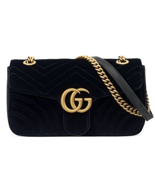 Gucci Black GG Marmont Velvet Shoulder Bag