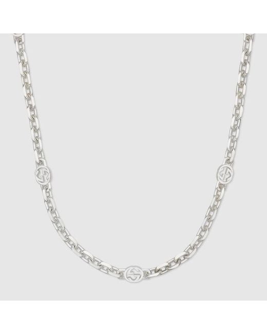 Collier Chaîne Interlocking Gucci pour homme en coloris Metallic