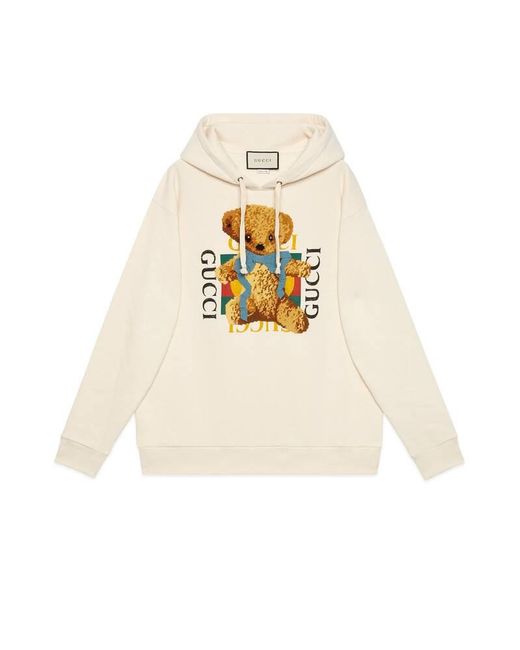 Gucci Oversize Sweatshirt With Logo And Teddy Bear in Natural