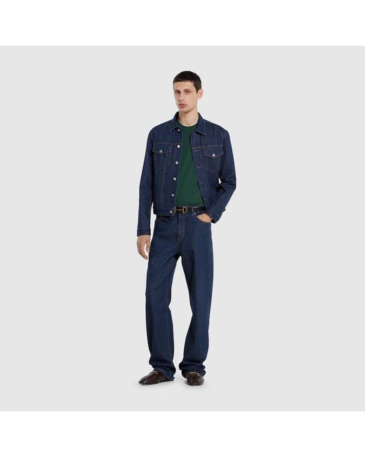 Gucci Green Cotton Jersey T-Shirt With Embroidery for men