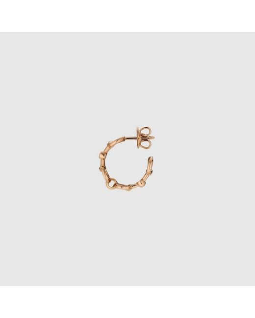 Gucci Metallic Horsebit Diamond 18K Hoop Earrings
