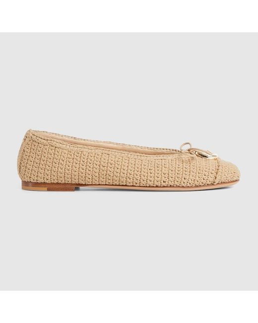 Gucci Natural Ballet Flat With Horsebit