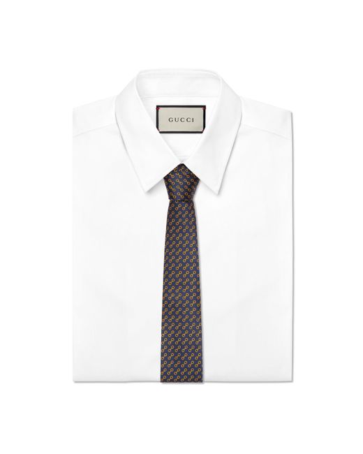 Gucci Gray Horsebit Silk Jacquard Tie for men