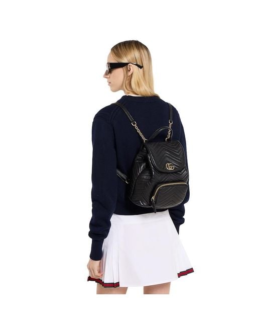 Gucci Black Gg Marmont Small Backpack