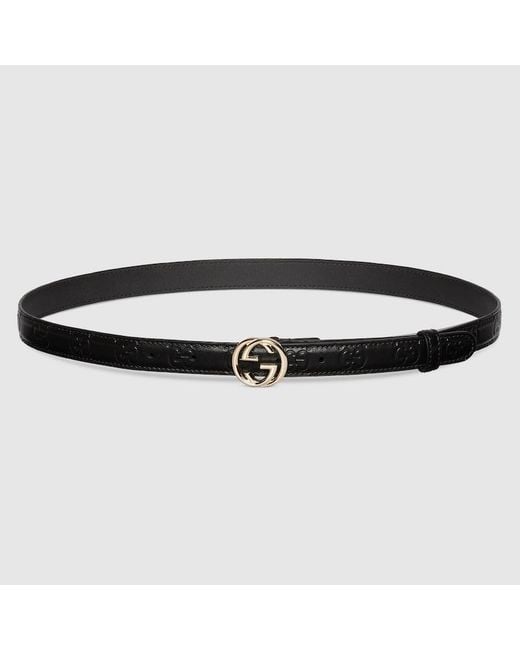 Gucci Black Belt With Interlocking G Buckle, Size 100