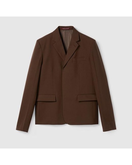 メンズ Gucci エンボス ウール ジャケット, ブラウン, ウェア Brown