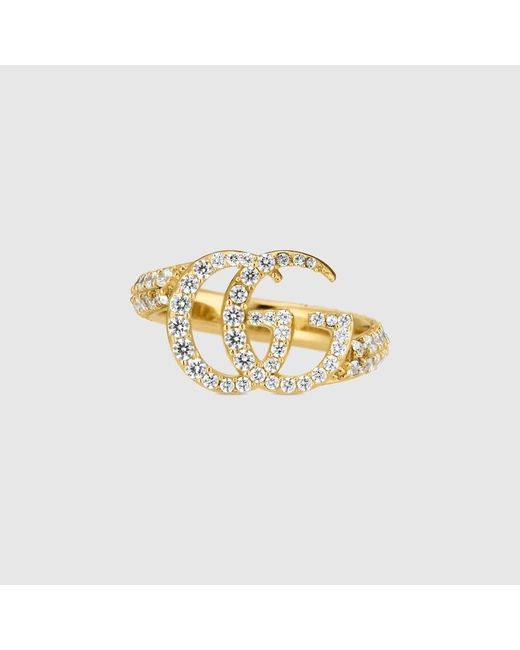 Gucci Metallic Gg Marmont Crystal Ring