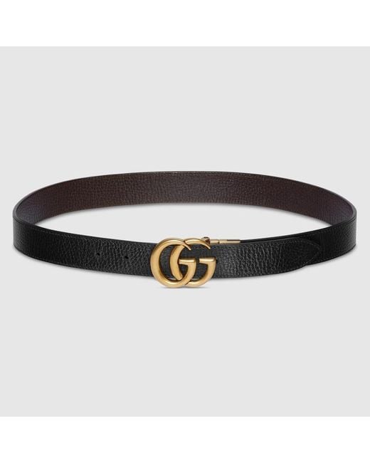 Gucci Black Gg Marmont Reversible Thin Belt, Size 100 for men