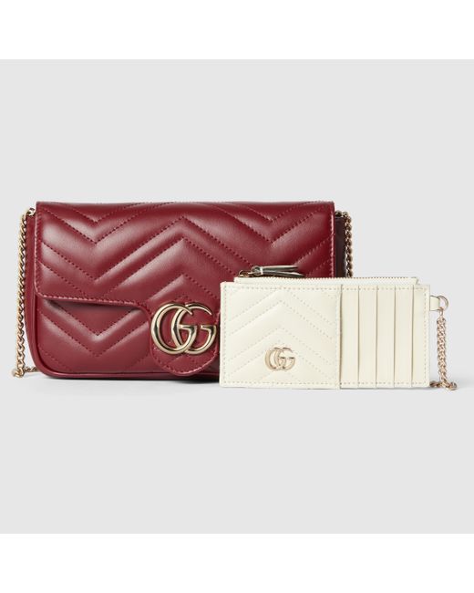 Gucci 〔GGマーモント〕ミニバッグ, レッド, Leather Red