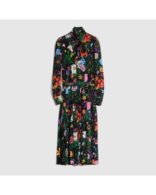 Gucci Green Printed Silk Crêpe De Chine Dress