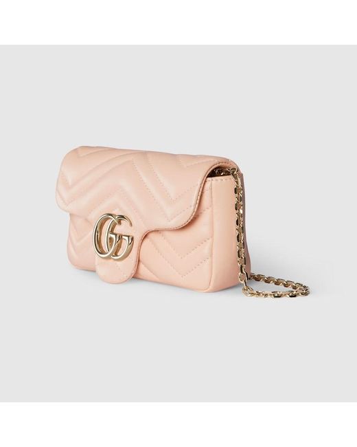 Mini Borsa A Spalla Gg Marmont di Gucci in Natural