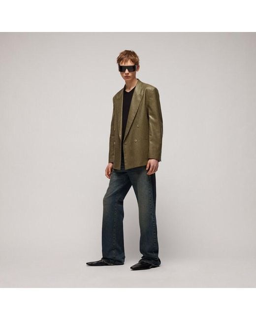 Gucci Green Gingham Wool Double-Breasted Jacket, Ready-To-Wear